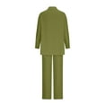 thumbnail image 4 of Mrat Outfits for Women Women Long Sleeve Solid Blouse Tops and Trousers Suit Sets Sports Suit Set S-708 Green M, 4 of 5