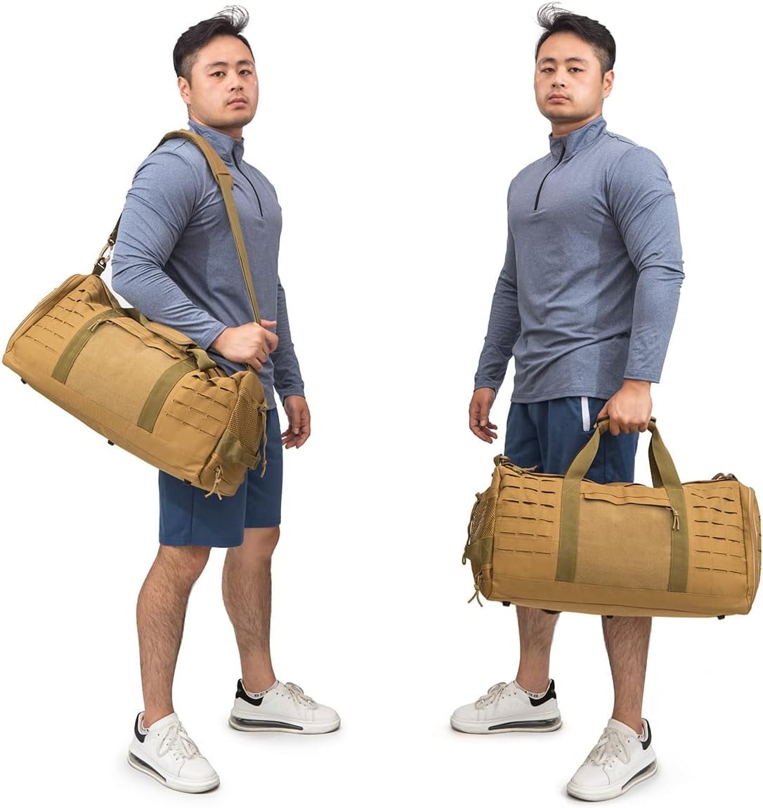 WarmH 40L Military Tactical Duffle Bag For Men Sport Gym Fitness Tote Travel Training Workout With Shoe Compartment Basketball Football Weekender