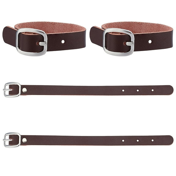 4Pcs Cowhide Leather Luggage Tag Straps Suitcase Name Tag Holders with Iron Buckle Coconut Brown 20.5x1.2x0.2cm
