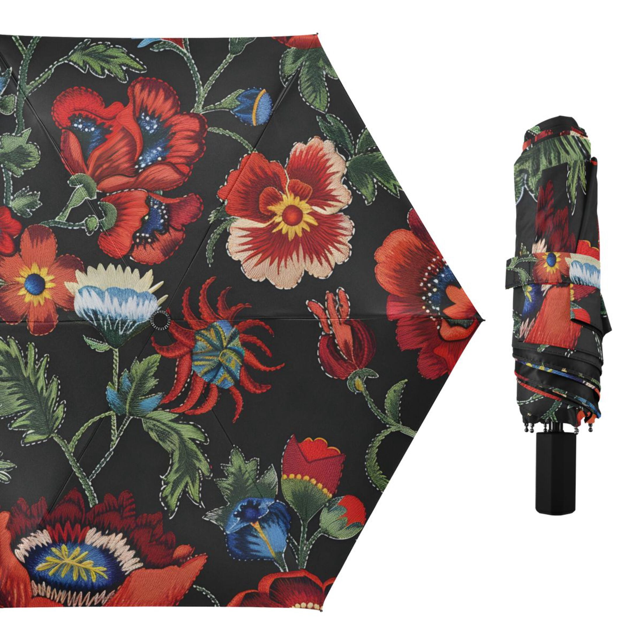 ALAZA Vintage Retro Flowers UPF 50+ Compact Folding Umbrella for Rain Travel Umbrella Packable