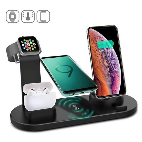 4-in-1 Wireless Charger 15W Fast Charging Suitable for Phones, Watches, Earphones Charging Dock Desktop Stand, White