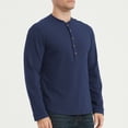 thumbnail image 2 of Fashionable Long Sleeve Shirts for Men Crewneck Solid Color Casual Button Basic Pullover Shirt S-2XL, 2 of 7