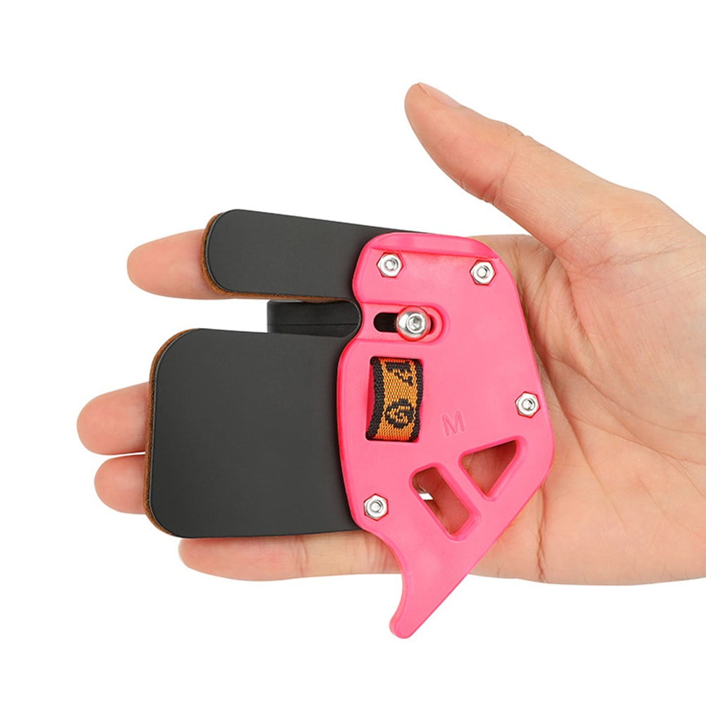 RIXUNO Archery Finger Tab Cowhide Leather Protector Mediterranean Style Guard for Recurve Bow Longbow Hunting Target Practice and 3D Field Shooting Pink M