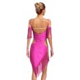 thumbnail image 2 of Sholeno Women Fringe Latin Dance Dress Irregular Rumba Tango Salsa Ballroom Dancing Cocktail Party Dress Hot Pink L, 2 of 5