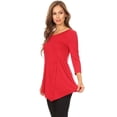 thumbnail image 2 of Women's Solid Lightweight Button Trim Detail Casual Tunic Top, 2 of 5