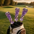 thumbnail image 5 of Yuyamidu Purple Marble Print Golf Club Head Covers for Women Golf Accessories PU Leather for Driver Fairway Woods Hybrids, 5 of 8
