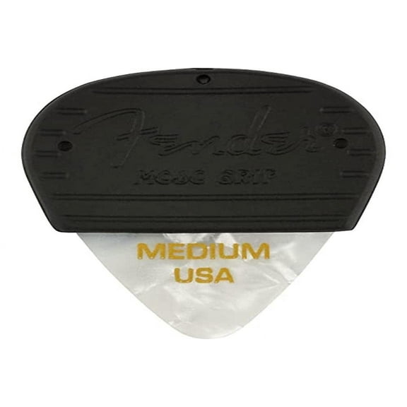 Fender 351 Shape Mojo Grip Celluloid Guitar Picks, Medium, White Moto, 3-Pack