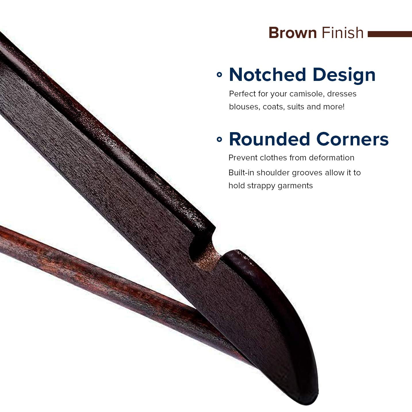 cozymood Wood Hangers, Clothes Hangers, Wooden Hanger, Premium Coat Hanger, 20 Pack, Brown