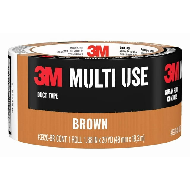 Cinta adhesiva 3M multiuso marrón con adhesivo fuerte de 1,88 pulgadas x 20 yardas