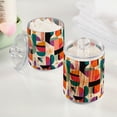 thumbnail image 2 of Yayeee 4 Pack Qtip Holder Bathroom Cotton Swab Canister with Lid Clear Dispenser Set, Beige Abstract, 2 of 6