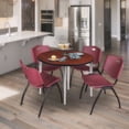 thumbnail image 3 of Regency Kahlo 42 in. Round Breakroom Table- Cherry Top, Black Base & 4 M Stack Chairs- Burgundy, 3 of 9