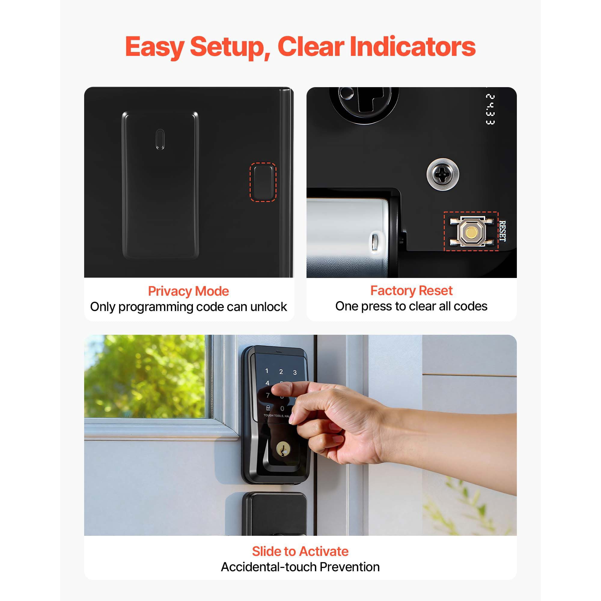 Keyless Entry Door Lock with Handle Set Electronic Keypad Deadbolt IC Card for Home Matte Black