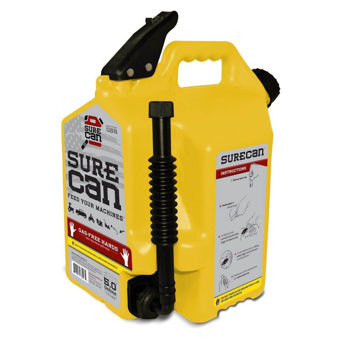 SureCan 5 Gallon 19 Liter Self Venting Diesel Fuel Can w/ Rotating Spout Yellow 