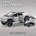 thumbnail image 3 of 1/32 Scale Silver Tesla Cybertruck Diecast Model Toy - Alloy Pickup Truck with Sound & Light Effects, 3 of 5