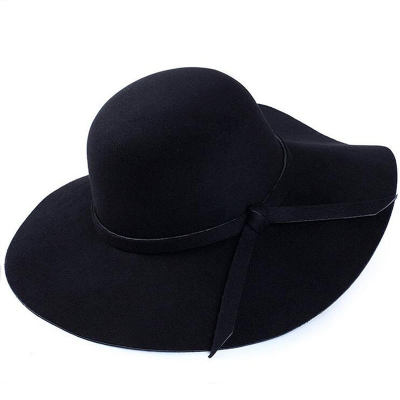 Sun Vintage Women's Wide Brim Wool Felt Bowler Fedora Hat Floppy Cloche Cap gift