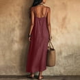 thumbnail image 6 of Diufon Cotton Linen Dresses for Women Sleeveless Spaghetti Strap Dress Solid Color Long Dress with Pockets, 6 of 10