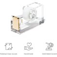 thumbnail image 5 of OfficeGoods Dispensador de cinta acrílica: hermoso accesorio moderno para el elegante escritorio del hogar, la oficina o la escuela, tiene capacidad estándar, dorado, 5 of 5
