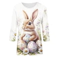 thumbnail image 4 of Royisotas Easter Shirts for Women Funny Bunny Print Cute Graphic Short Sleeve Casual Easter Tops for Women, 4 of 5