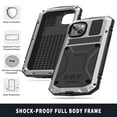 thumbnail image 5 of ELEHOLD for iPhone 13 6.1 Inch 2021 Case, Heavy Duty Armor Built-in Explosion-Proof Tempered Glass Screen Protector Wireless Charging Hang Rope Hidden Kickstand Shockproof Rugged Case,Silver, 5 of 8