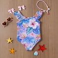 thumbnail image 6 of Grblisyd Girls Swimsuit Flutter Sleeve Hawaiian One Piece Bathing Suit Crew Neck Girls'Swimwear 10Y, 6 of 6