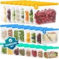 thumbnail image 1 of IDEATECH Sacs de Congélation Réutilisables, Lot de 24, Très Grands, Étanches, en Silicone, Sans BPA, Famille, Autoportants, Petits Sacs de Rangement pour Aliments, Gallon, Enfants, Pochette en Plastique pour Sandwich, Soupe, Collation, Viande, 1 of 7