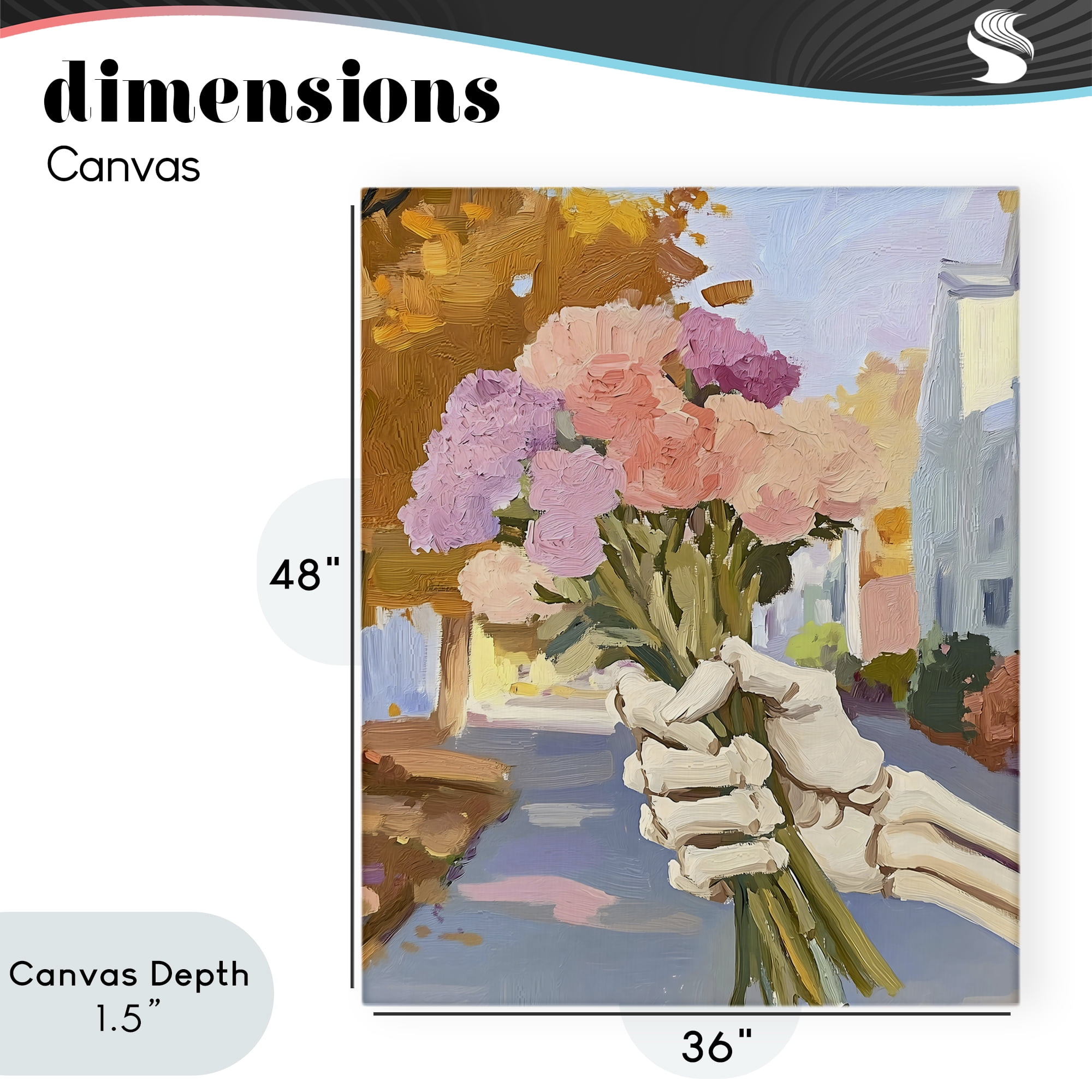 Stupell Industries Skeleton Hand Holding Flowers Canvas Wall Art, design by The Prints Vibe