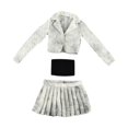 thumbnail image 1 of Conjunto de chaqueta corta, falda plisada y top tubo, ligero, moderno y cómodo, 1:6 Negro blanco, 1 of 9