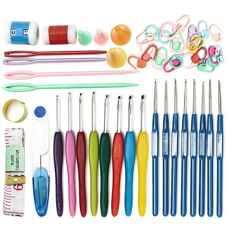 Crochet Christmas Gifts Christmas gift 16 Sizes Stainless Steel Crochet Hooks Set Kit Handmade Needles Stitches Sewing Knitting Weave Craft Yarn Hand Tool Case Set Soft Grip Handles Handmade Art Portable ()