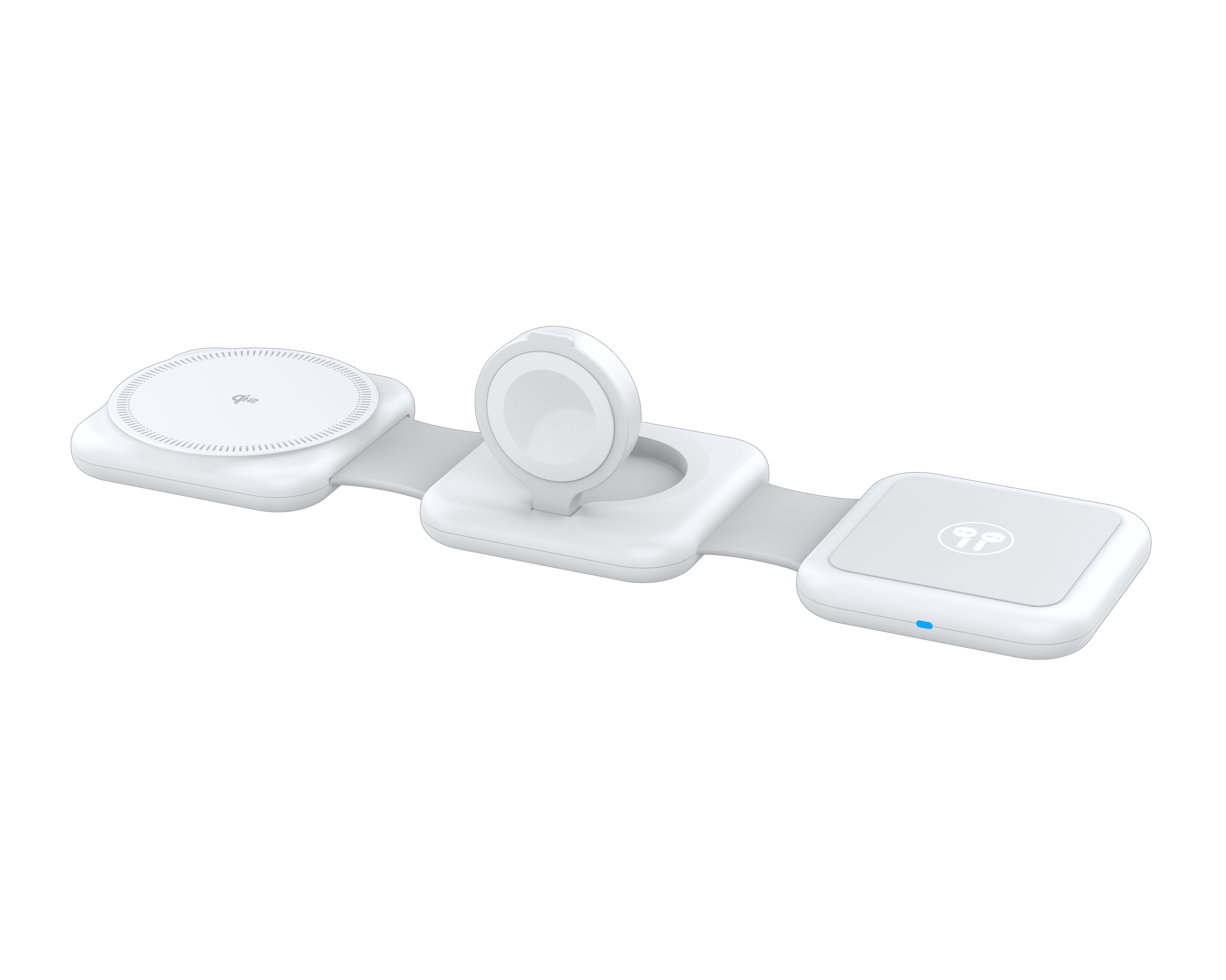 (5 pack) onn 3-in-1 Wireless Charging pad– Foldable Design with Wall Adapter & Cable, White – Compatible with iPhone 17/16/15/14/13/12, Apple Watch, AirPods and other Qi enabled devices