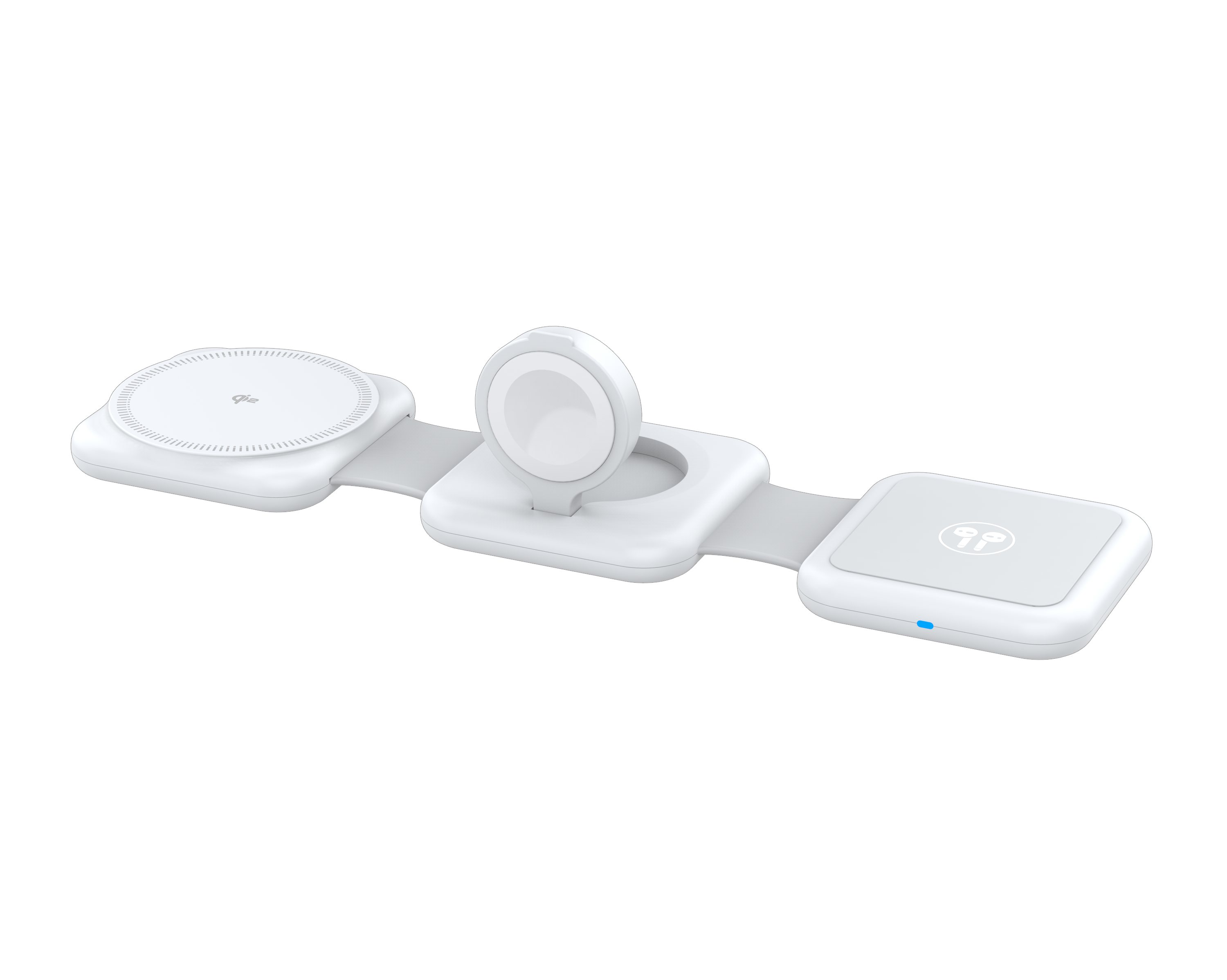onn 3-in-1 Wireless Charging Pad Foldable White photo 1