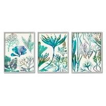 Stupell Industries Collage of Blue Sea Plants Ocean Floor Design Grey Framed, 16 x 20, Design by Sharon Chandler