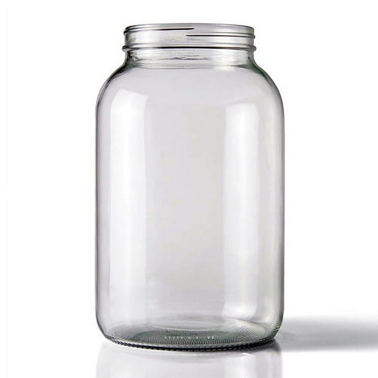 Wide-Mouth Glass Jars - 1 Gallon, 4 Opening, Metal Cap