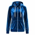 thumbnail image 7 of Caywon Women's Velvet Zip Up Hoodie Long Sleeve Drawstring Hooded Jacket with Pockets Stretch Velour Casual Sweatshirt, 7 of 7