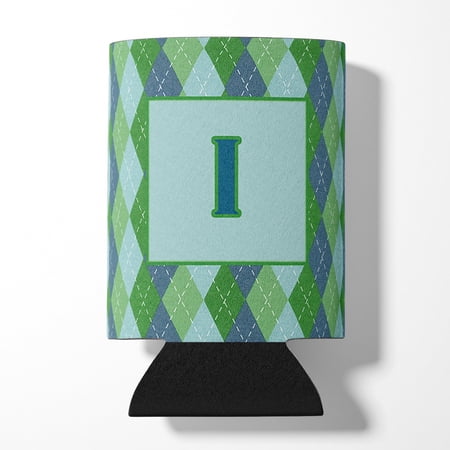 Letter I Initial Monogram - Blue Argoyle Can or Bottle Beverage Insulator Hugger