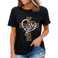 thumbnail image 1 of Playera de Mujer Estampado Cruz con Leopardo Fe Cristiana Negra Talla 3X Grande, 1 of 6