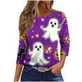 thumbnail image 5 of Enjoytime Halloween Shirts for Women Printed Round Neck 3/4 Sleeves Blouse Casual Plus Size Summer Tops, 5 of 7