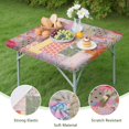 thumbnail image 4 of Pioneer Flower Floral Print Pattern Square Fitted Tablecloth with Elastic Edge,Square Table Cover,Washable Elastic Table Cover for Home Kitchen Party Decor 36"x36", 4 of 6
