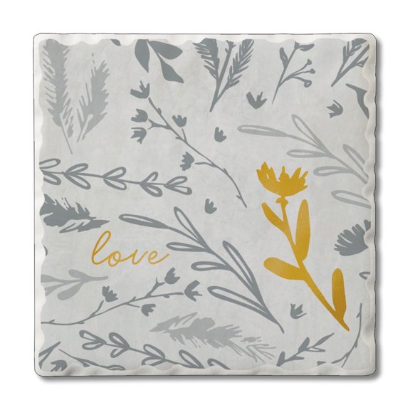 Thirstystone Gray Floral Sketch Single Tumbled Tile Coaster Create Your Own Set