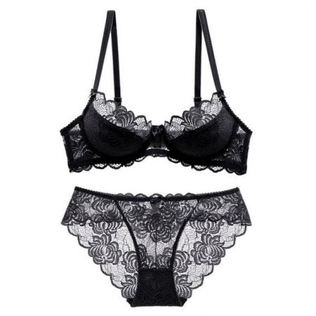Feel Lace Lingerie Comfortable Thin Large Size Bra Non-Padded Mesh Bra Set 9199