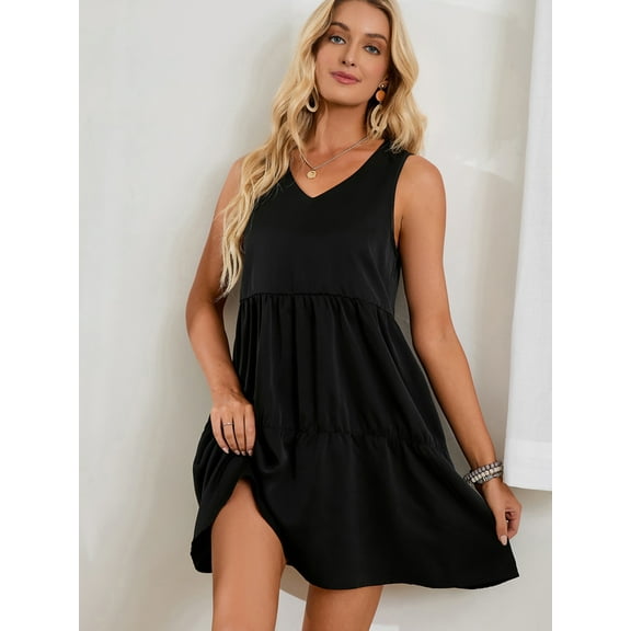 Summer Dresses for Women Beach Tshirt Sundress Sleeveless Casual Loose Tank Female Dress