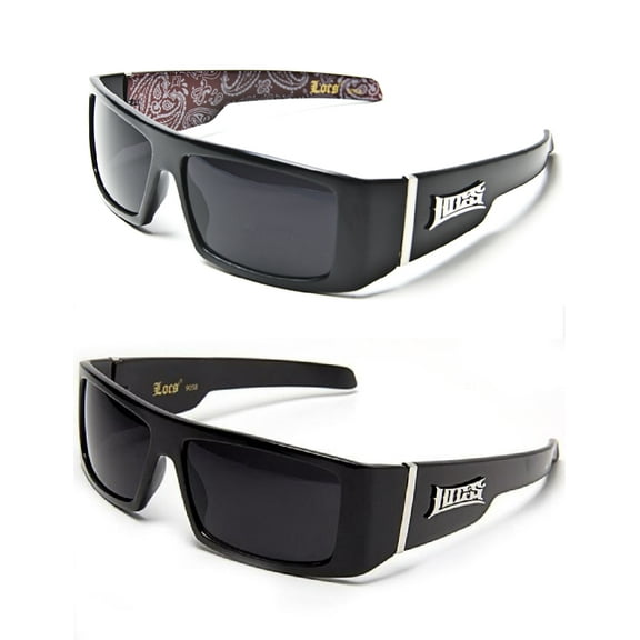 Locs Hardcore 2 Pack Deal Gangster 1- Black & 1- Black w/Red Bandana Sunglasses Free Shipping