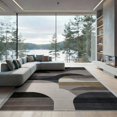 thumbnail image 2 of ODIKA 6'x9' Washable Area Rug Dirt Trapper Abstract Herringbone Minimalist Stripe Frame Trapping for Dining Room, Under Table, Office Décor, Non-Slip Chair-Friendly, 2 of 7