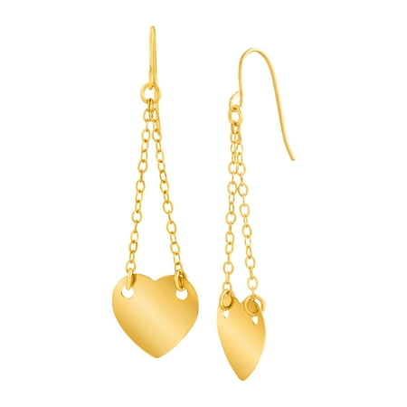 Simply Gold Chain Heart Drop Earrings in 14kt Gold