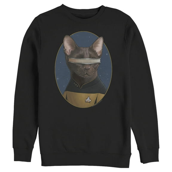 Men's Star Trek: The Next Generation Lieutenant Commander Geordi La Forge Cat Sweatshirt Black Medium
