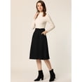 thumbnail image 2 of Falda A media pierna elástica Allegra K con bolsillos de ante sintético para mujer con cinturón Negro XL, 2 of 6