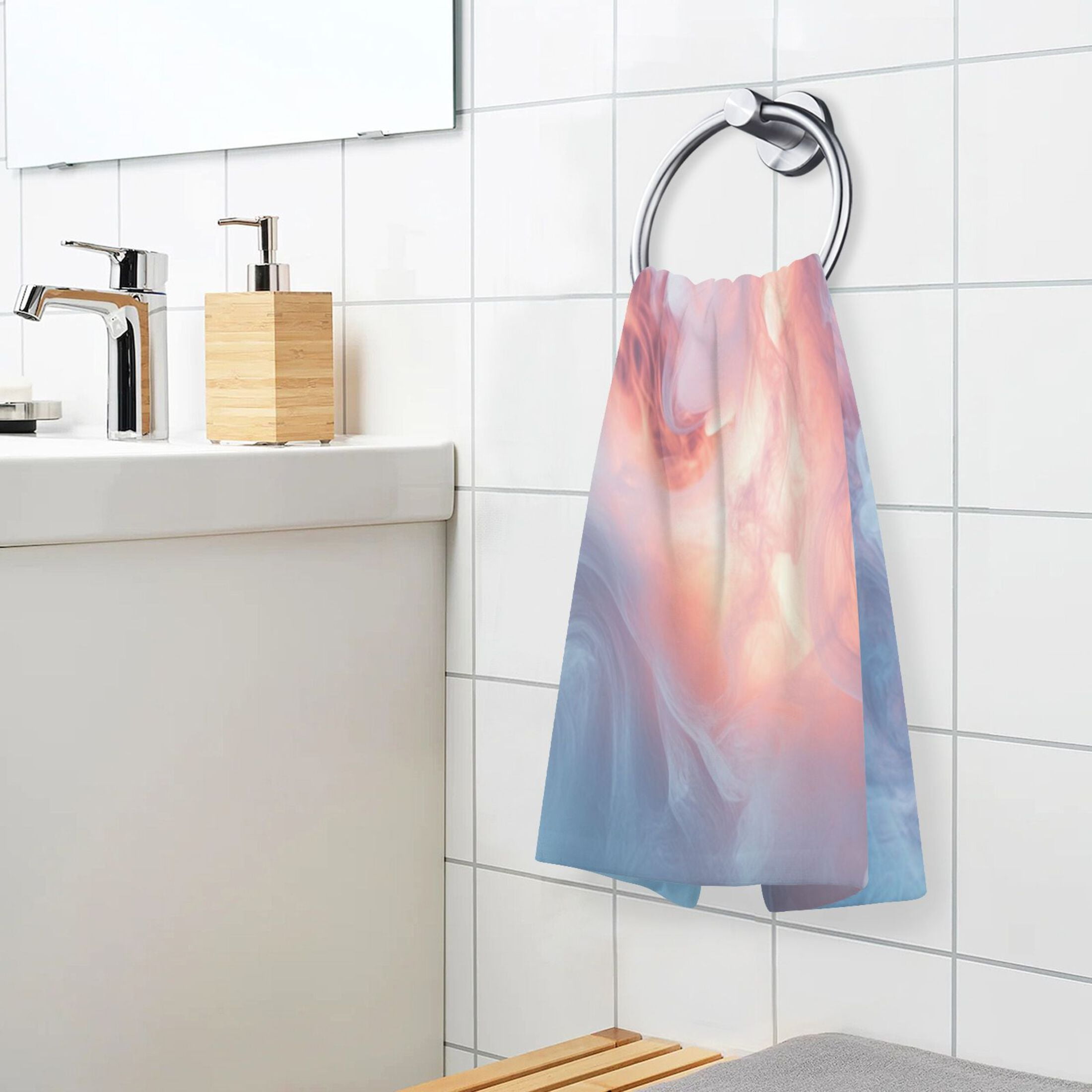Cotton Towel Two-Piece 16x28 Inch One Sizex2 Face Towel Set Towel Set Cotton Hand Bath Towel Bathroom Beach White Smoke