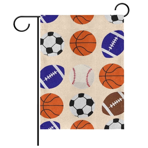 Ryvnso Basketballs Baseball Football Pattern Garden Flag 12x18 Inch Double Sided Seasonal Yard Decoration