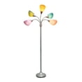 thumbnail image 2 of Simple Designs 67" Medusa 5-Light Adjustable Gooseneck Floor Lamp, Silver with Fun Multicolored Shades, 2 of 12