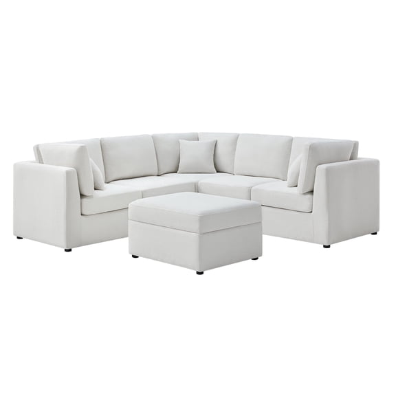 Comfort Pointe Chandler 6-PC Ivory Performance Fabric Sectional