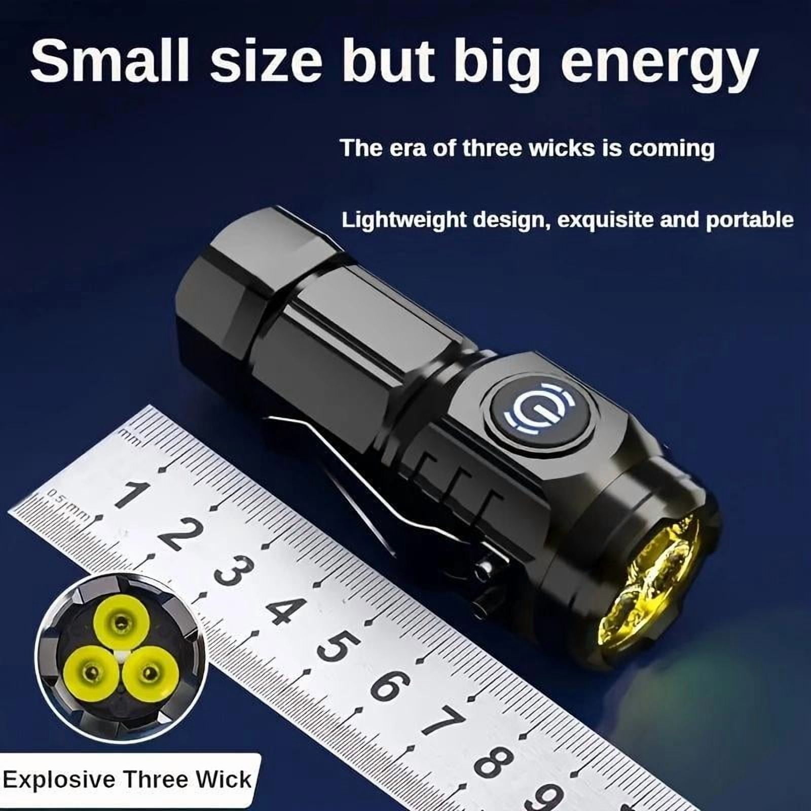 YIYUN 2-Pack Mini Rechargeable LED Flashlights with Frog-Eye Lens – 3 LEDs, 5 Light Modes, High-Strength ABS – Portable for Travel, Emergencies & Outdoor Activities.
